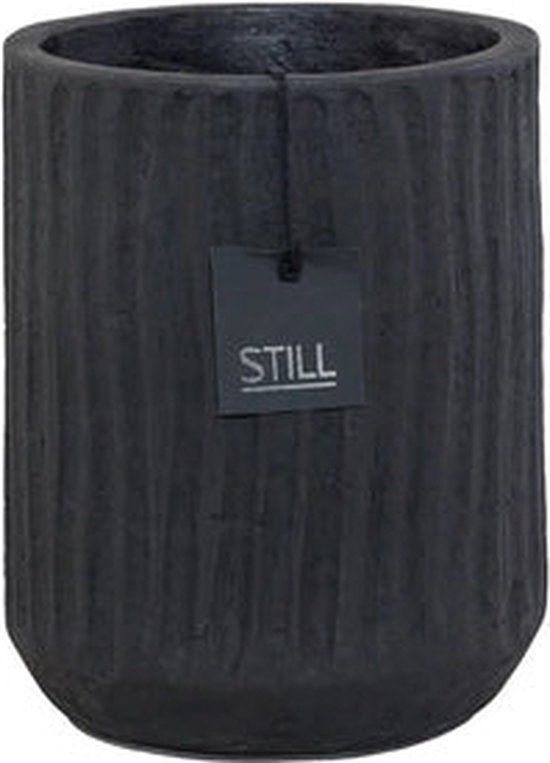 STILL Collection pot met ribbels - 18x30 cm - Black Series