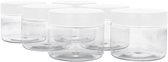 6x Ronde Pot 250ml met Schroefdeksel - Plastic Potjes met Deksel, Cosmetica, Voorraadpot, Reispotje Voedselveilig - Voedselveilig - PET Kunststof - Transparant en Wit