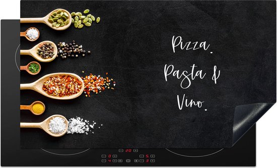 KitchenYeah® Inductie beschermer 91.2x52 cm - Pizza. Pasta & Vino. - Quotes - Eten - Specerijen - Spreuken - Kookplaataccessoires - Afdekplaat voor kookplaat - Inductiebeschermer - Inductiemat - Inductieplaat mat