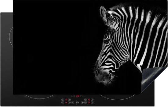 KitchenYeah® Inductie beschermer 83x51.5 cm - Zebra - Wilde dieren - Zwart - Kookplaataccessoires - Afdekplaat voor kookplaat - Inductiebeschermer - Inductiemat - Inductieplaat mat