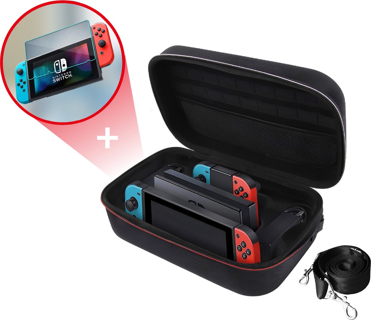 2BEFUN® Nintendo switch Case incl. Screenprotector geschikt voor Nintendo Switch - Nintendo switch hoes - Nintendo switch accessoires - Zwart - 2BEFUN
