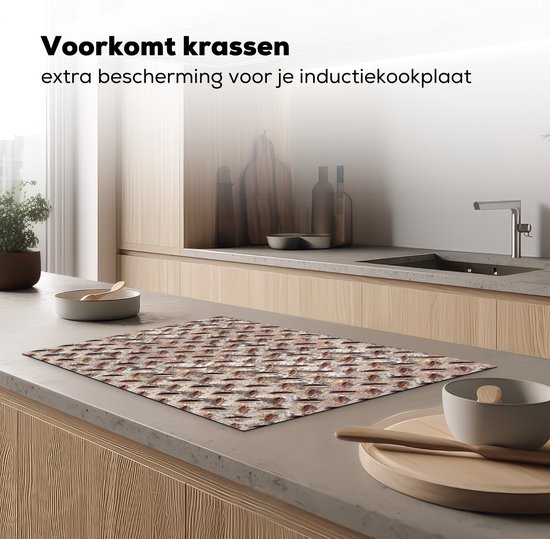 KitchenYeah® Inductie beschermer 76x51.5 cm - Metaal - Platen - Roest print - Patronen - Kookplaataccessoires - Afdekplaat voor kookplaat - Inductiebeschermer - Inductiemat - Inductieplaat mat