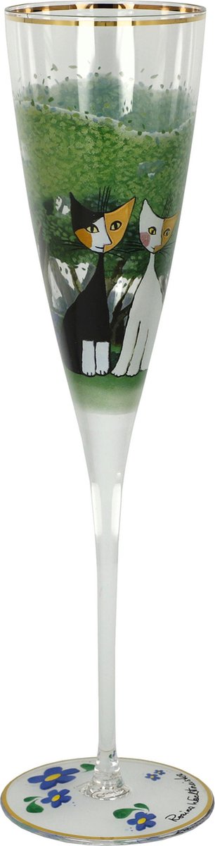 Goebel - Rosina Wachtmeister | Champagne glas Una passeggiata nel verde | Glas - 27cm - met echt goud - 100ml