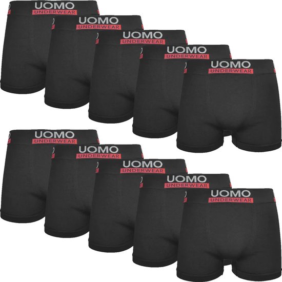 Lot de 10 Boxers Homme Uomo microfibre - Uni Noir - XL/2XL - Zwart.