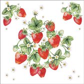 1 Pakje papieren lunch servetten - Bunch of strawberries - 33x33cm - 20 servetten - Aardbeien