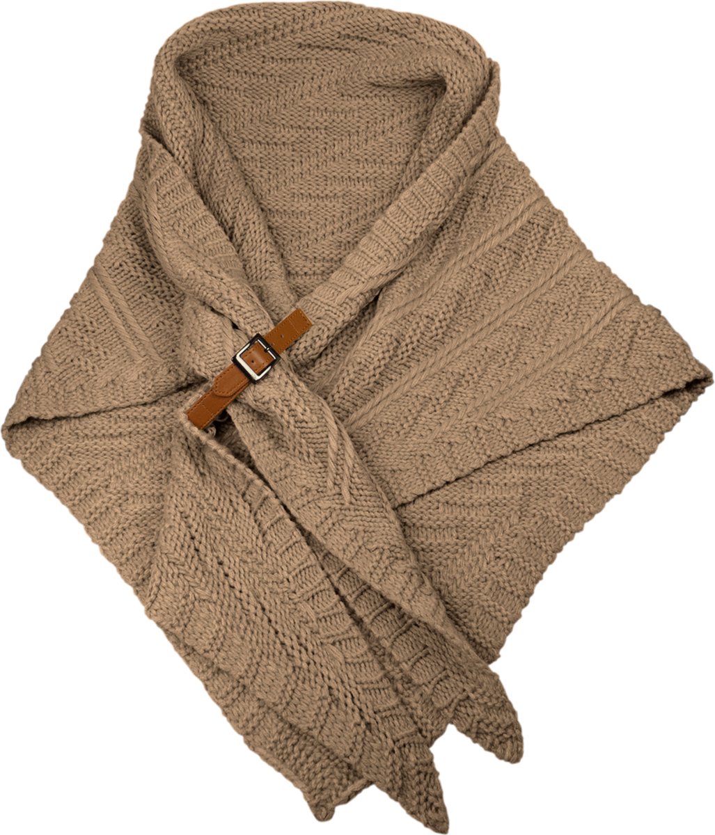 LOT83 Omslagdoek Fleur - Sjaal dames - Stola / Poncho - Mooi te combineren - Taupe - 1 Size fits all