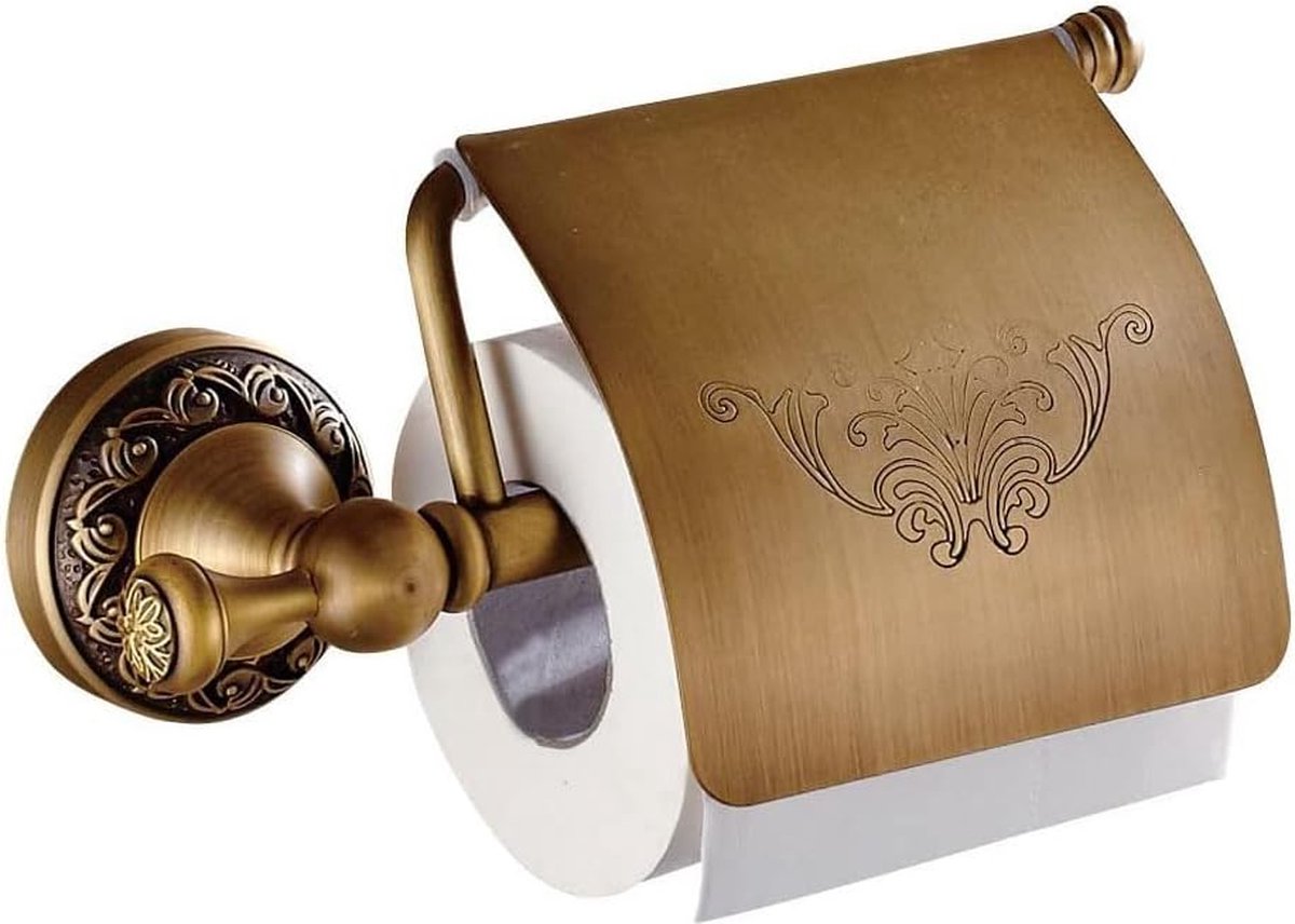 Toiletrolhouder messing met hout - Helene Livingstyle