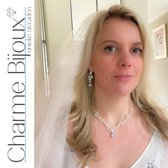 Bruids sieraden set-Felien-Zilverkleur-Ketting-Oorbellen-Pastel lila-Charme Bijoux