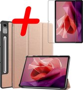 Hoesje Geschikt voor Lenovo Tab P12 Hoes Case Tablet Hoesje Tri-fold Met Uitsparing Geschikt voor Lenovo Pen Met Screenprotector - Hoes Geschikt voor Lenovo Tab P12 Hoesje Hard Cover Bookcase Hoes - Rosé goud