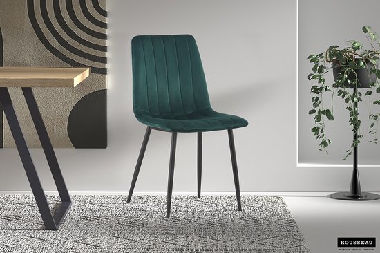 Chaise de salle à manger 'Willis' Velvet Vert, Pieds en métal et revêtement en velours