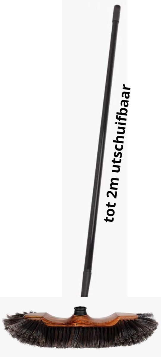 Goedkoopste Veegborstel – Veegborstel met steel voor binnen - Kamerveger – Talon Veger – Uitschuifbare Telescoopsteel tot 200cm – Bruin Varkenshaar