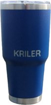 KRILER Cup - Premium RVS Thermosbeker - Autohouder Proof - 12U Warm & Koud - Lekvrij - BPA Vrij - 30oz / 0,88L - Blauw