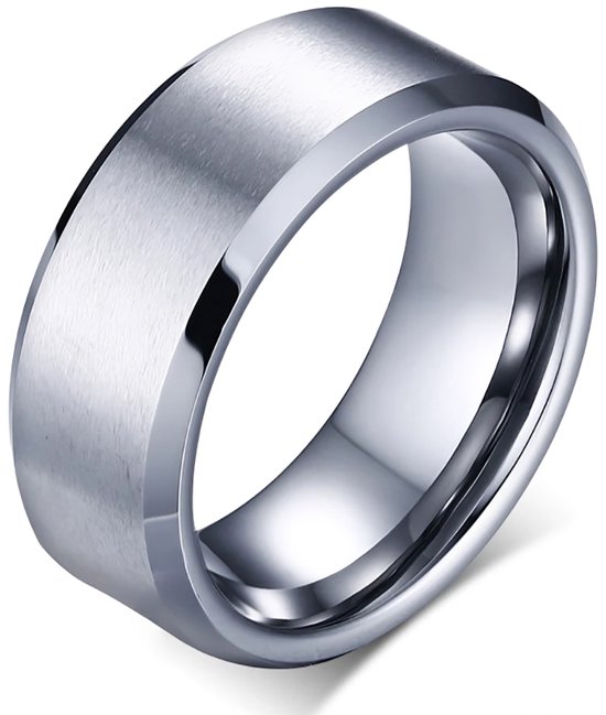 Wolfraam Ring Heren Zilver kleurig - Tungsten Ring - Zeer Zwaar - Ringen - Cadeau voor Man - Mannen Cadeautjes