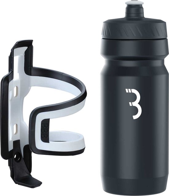 BBB Cycling DualAttack - Compacte Bidonhouder met Bidon - 550ml - Zwart / Wit - Racefiets & Mountainbike - Drinkbushouder Fiets - BBC-40C