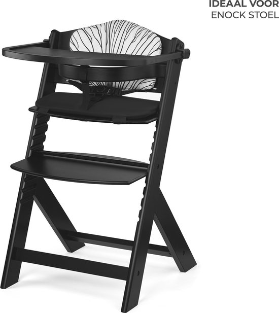 Kinderkraft ENOCK Kinderstoel Kussenset - Comfortabel en Stevig met Klittenbandsluiting - 2 Zachte Kussens voor Rugleuning en Zitting - Eenvoudig Schoon te Maken Polyester - Stijlvol Ontwerp - Past bij Alle ENOCK Stoelkleuren - Zwart van Kinderkraft — afbeelding 2
