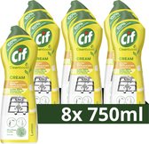 Cif Cleanboost Schuurmiddel - Cream Citroen - met 100% natuurlijke bestanddelen, 1 product voor 101 oppervlakken - 8 x 750 ml