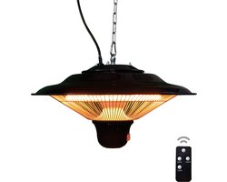 BRASQ Elektrische Terrasverwarmer Hangend PHC100 - Infrarood Heater 1500W - met Afstandsbediening - 3 warmtestanden - Voor binnen en buiten - Spatwaterdicht - Zwart