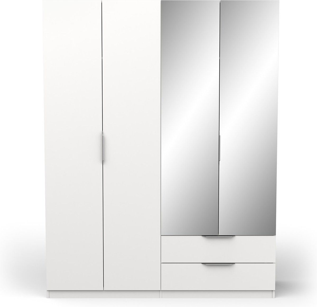 Kledingkast Spectre 157cm met spiegel - mat wit