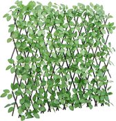 vidaXL-Kunstplant-klimop-op-latwerk-uittrekbaar-180x65-cm-groen
