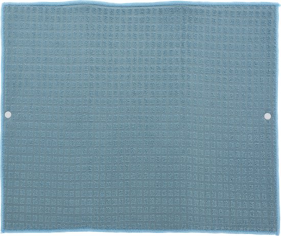 Afwas afdruipmat/droogmat keuken - absorberend- microvezel - blauw - 40 x 48 cm - opvouwbaar