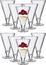 Vivalto IJcoupes/IJsjes/Dessert serveer schaaltjes - set 12x stuks - glas - 340 ml - op voet - D10 cm/H16 cm
