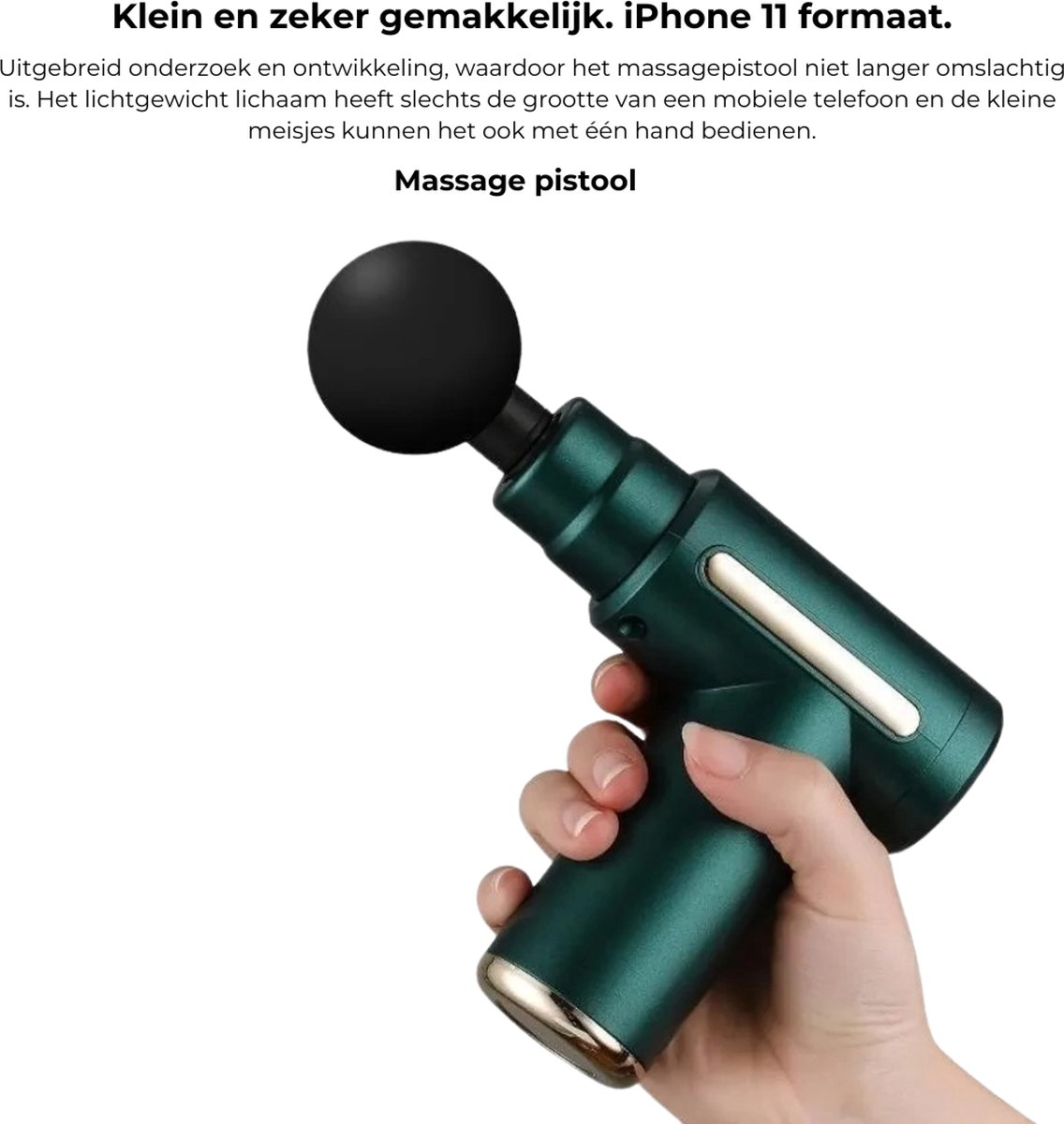 Afbeelding 3 van Massage Gun Professioneel – Massagepistool met LED-Scherm - Mini Massage Gun – Mulitfunctioneel Massage Apparaat – Makkelijk te Gebruiken – Meerdere Intensiteitsniveaus- Groen