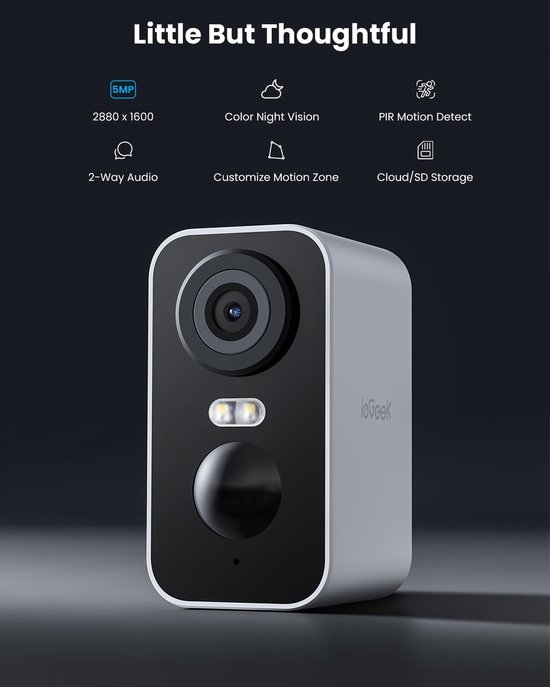 ieGeek Bewakingscamera voor binnen, 2K bewakingscamera, 360°-wifi
