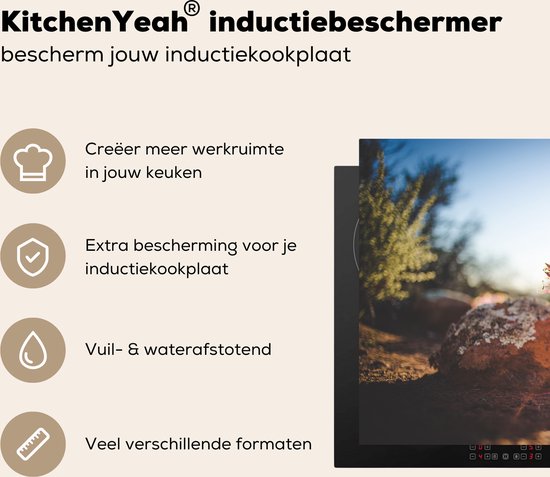 KitchenYeah® Inductie beschermer 80.2x52.2 cm - Roze bloem in zon - Kookplaataccessoires - Afdekplaat voor kookplaat - Inductiebeschermer - Inductiemat - Inductieplaat mat