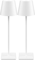 2 Stuks - Oplaadbare Tafellamp - Dimbaar - Aluminium - Bureaulamp - Waterdicht - 38CM - Nachtlamp - Wit