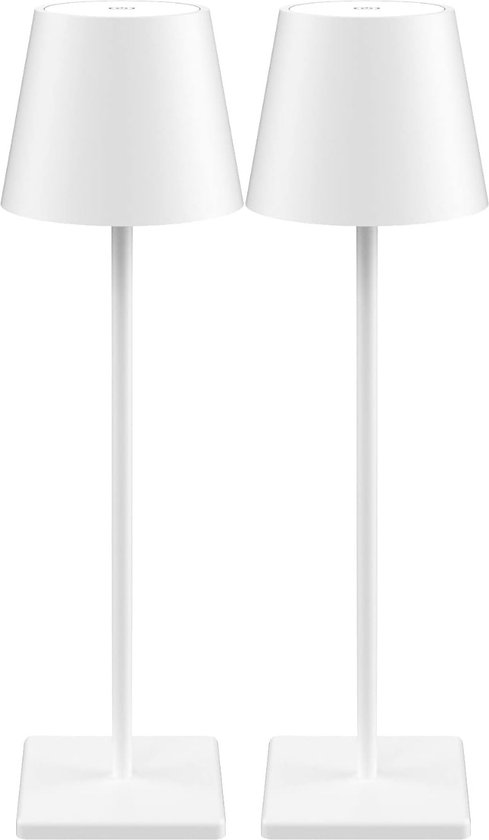 2 Stuks - Oplaadbare Tafellamp - Dimbaar - Aluminium - Bureaulamp - Waterdicht - 38CM - Nachtlamp - Wit