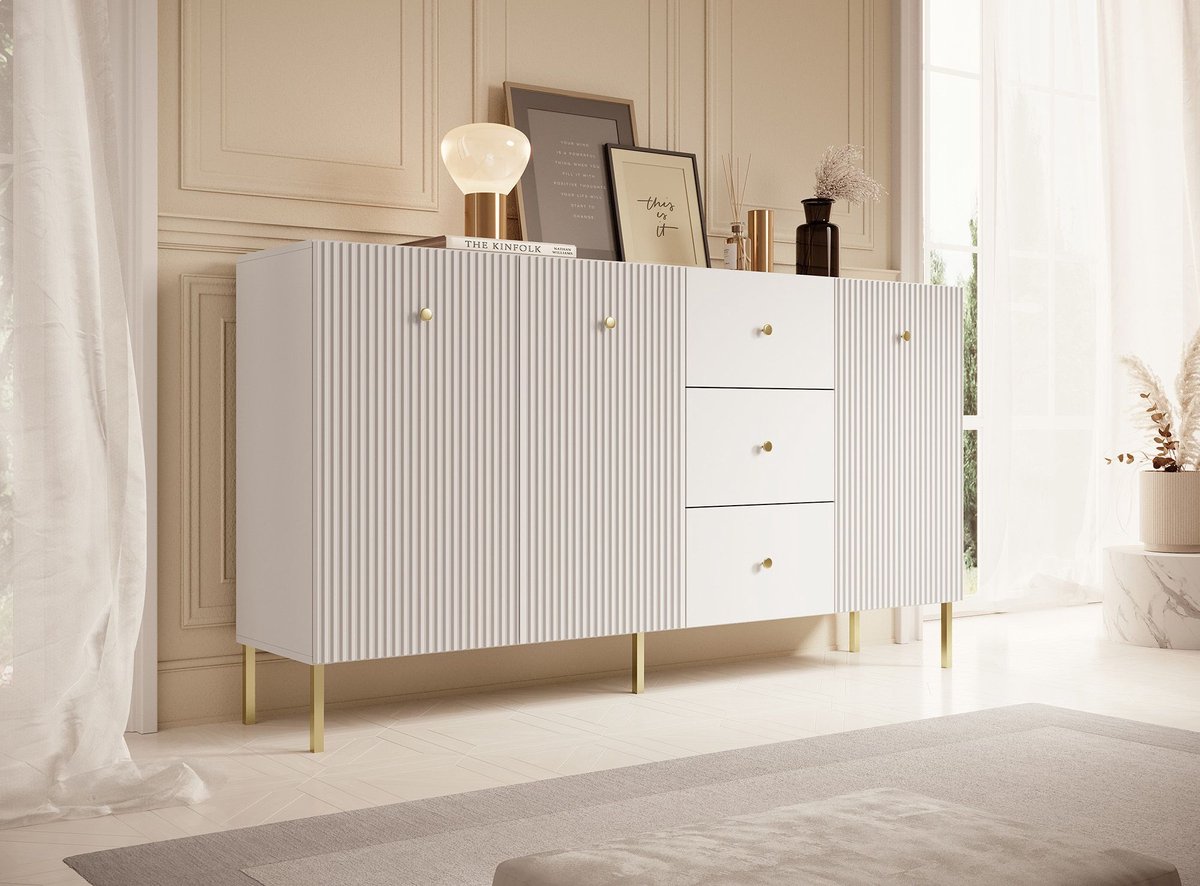 Meubella - Dressoir Vermont - Wit - 180 cm