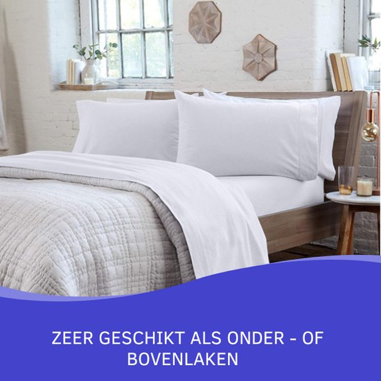 Zavelo Deluxe Flanel Laken Wit - 1-persoons (180x290 cm) - 100% katoen - Extra Dik - Zware Kwaliteit - Hotelkwaliteit