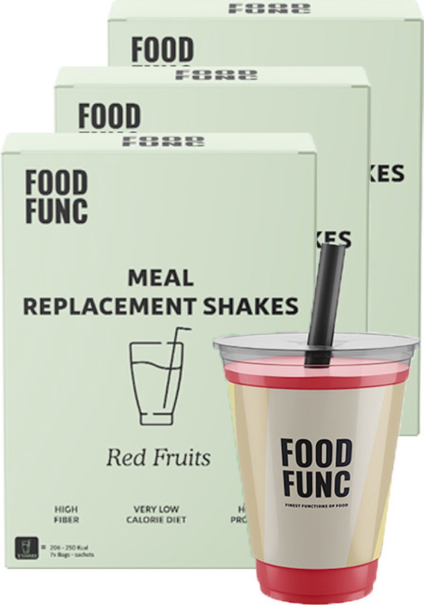 Foodfunc | Maaltijdshake | Red Fruits | 3 Stuks | 21 x 32,4g | No Junk Just Func