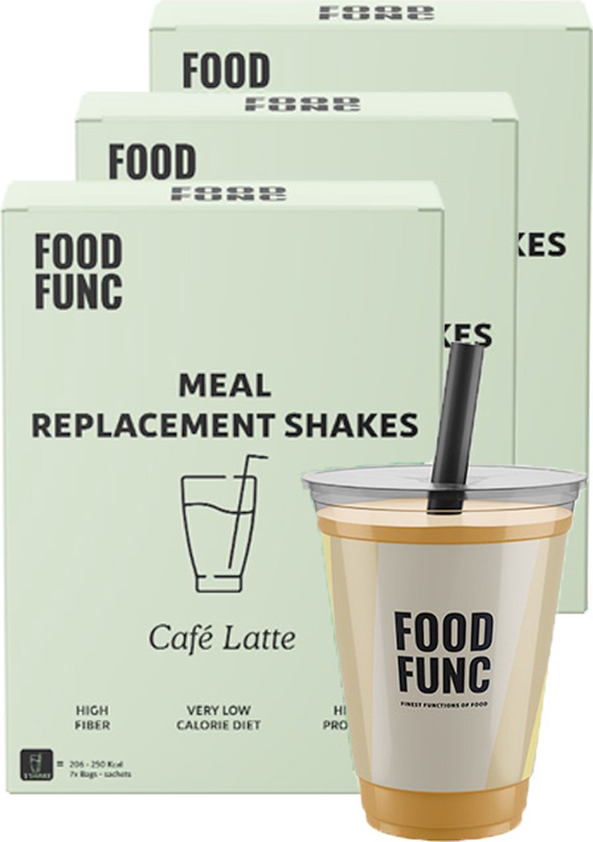 Goedkoopste Foodfunc | Maaltijdshake | Cafe Latte | 3 Stuks | 21 x 32,5 gram | No Junk Just Func