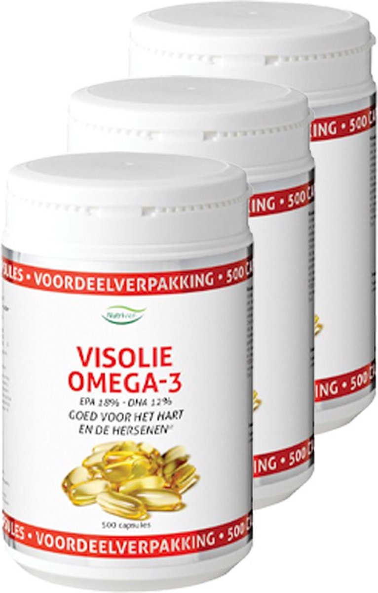 Nutrivian | Visolie Omega 3 Voordeelpot | 500 Softgels | 3 stuks | 3 x 500 stuks