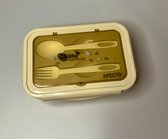 Afecto Lunchbox To Go: Kaki met Lepel, Vork en Opbergvakken - duurzaam kunststof - Vaatwasserbestendig - Kan in vriezer - eindeloos variëren