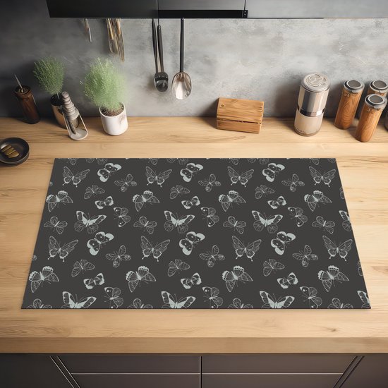 KitchenYeah® Inductie beschermer 83x51.5 cm - Vlinders - Retro - Design - Kookplaataccessoires - Afdekplaat voor kookplaat - Inductiebeschermer - Inductiemat - Inductieplaat mat