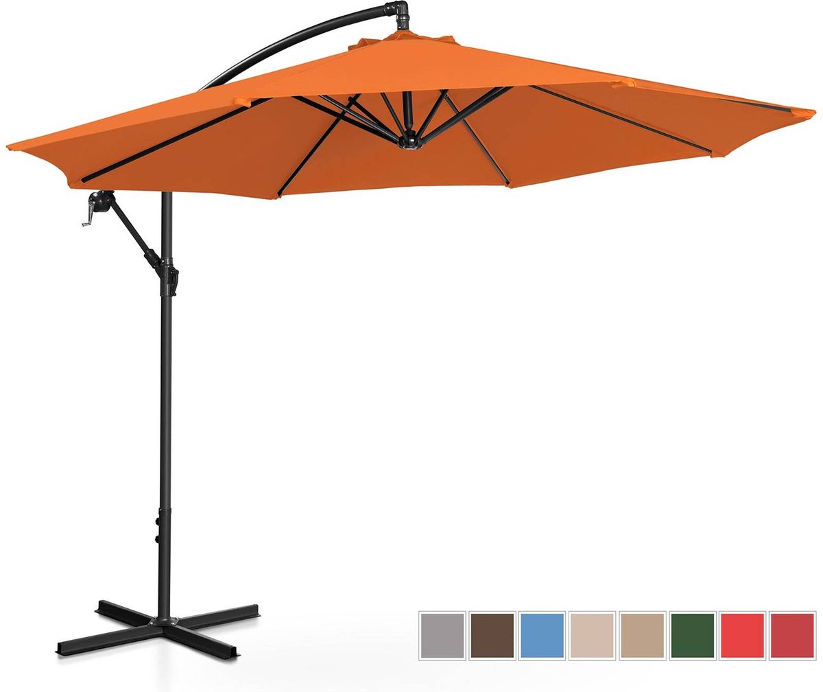 Uniprodo Parasol - Oranje - rond - Ø 300 cm - kantelbaar