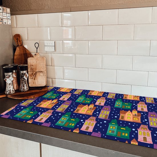 KitchenYeah® Inductie beschermer 91.6x52.7 cm - Winter - Patroon - Huis - Kookplaataccessoires - Afdekplaat voor kookplaat - Inductiebeschermer - Inductiemat - Inductieplaat mat