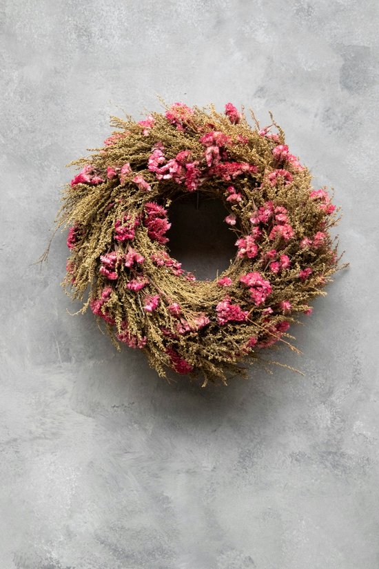 Couronne - Krans 'Statice/Solidago' (Pink, 35cm)