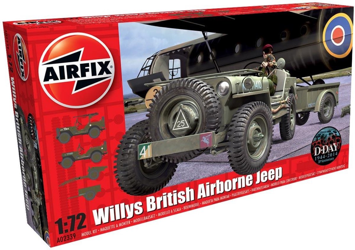 Airfix Modelbouwpakket Militaire voertuigen - 02339 Willys MB Jeep (British Airborne) Plastic - 1:72 - Modelbouw
