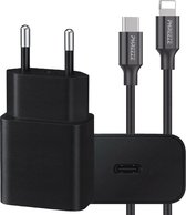 Geschikt voor iPhone Oplader Kabel 2 Meter + 20W USB C Power Adapter - Nylon Gevlochten - Snellader- Black Edition