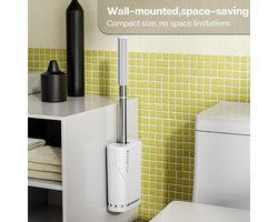 Siliconen toiletborstel, automatische toiletborstels met roestvrijstalen handgreep, siliconen toiletborstel voor badkamer, wit