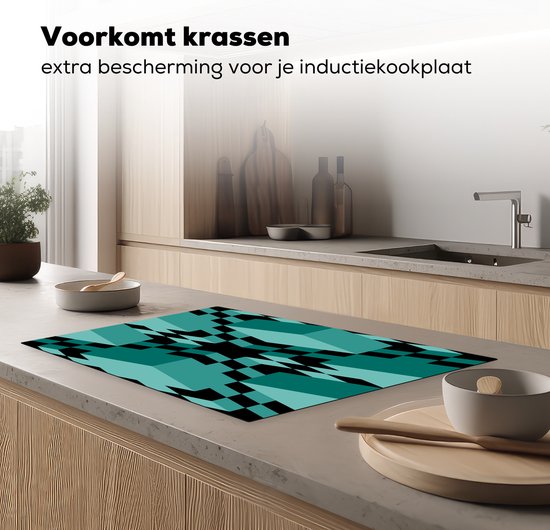 KitchenYeah® Inductie beschermer 80.2x52.2 cm - 3D - Blokken - Patronen - Kookplaataccessoires - Afdekplaat voor kookplaat - Inductiebeschermer - Inductiemat - Inductieplaat mat