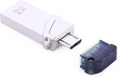 DrPhone Steellink – USB 3.0 Naar Micro USB OTG U-Disk – 16 GB Opslag – Metalen Behuizing – Met Sleutelbos Aansluiting - Zilver
