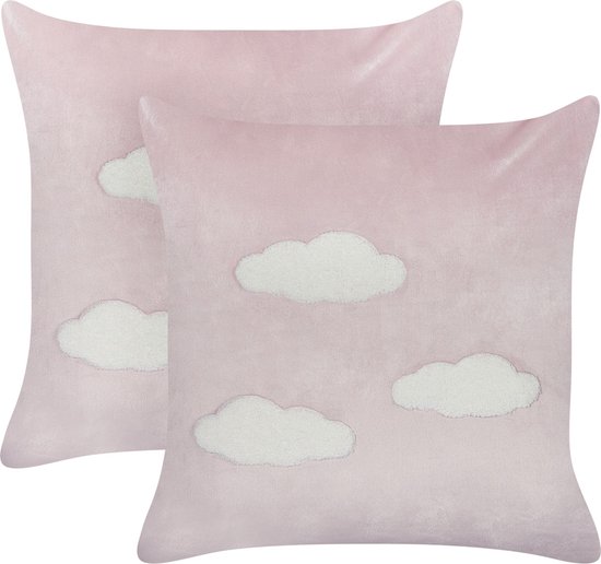 IPOMEA - Sierkussen set van 2 - Roze - 45 x 45 cm - Polyester