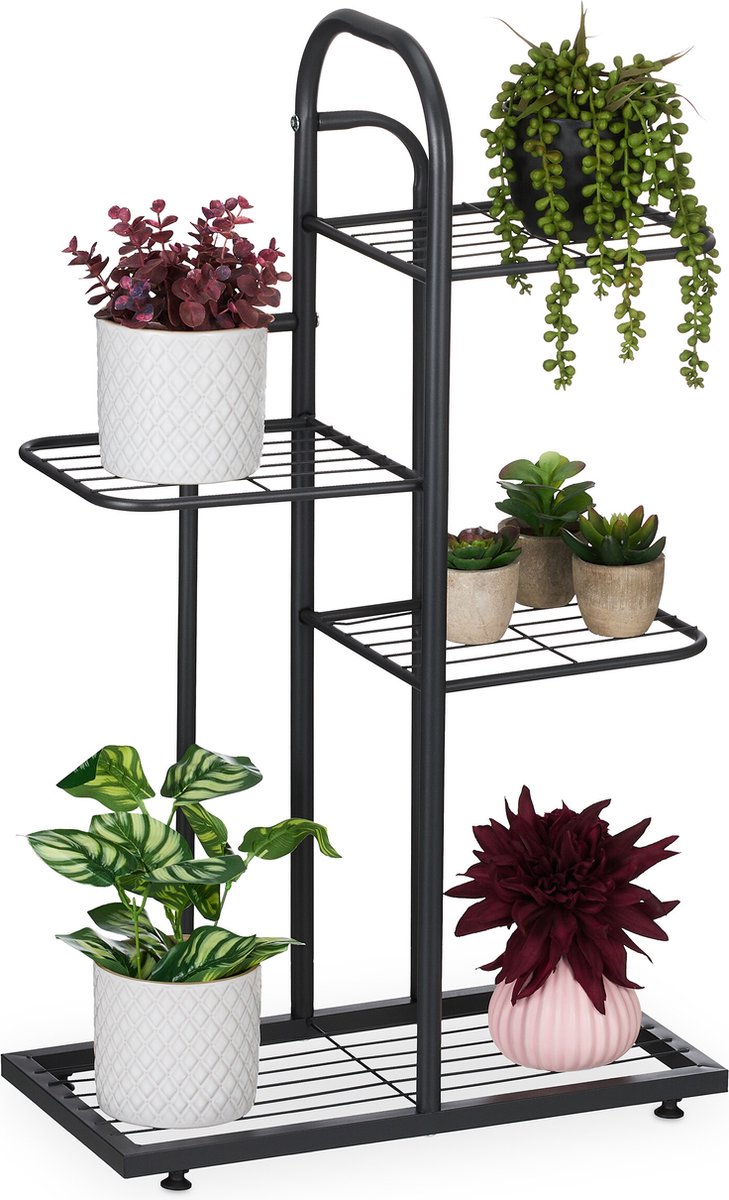 Relaxdays planten etagère 4 etages 72 5 x 44 x 22 5 cm plantenrek kruiden staal
