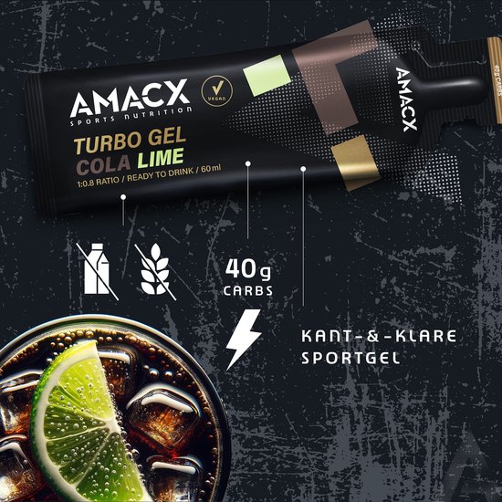 Amacx Turbo Gel - Sportgel - Energy Gel - Energiegel - Cola Lime- 12 pack — afbeelding 3