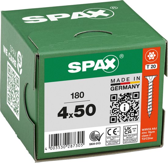 Vis universelle, 4 x 50 mm, 180 pièces, entièrement filetée, tête fraisée, T-STAR plus T20, 4CUT, WIROX - 8000000287305