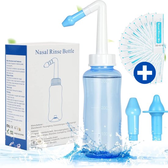 Zybra® Neusdouche - Incl. 10 zoutzakjes- Neusreiniger voor Volwassenen & Kinderen - Neusdouche - Neusdouche voor volwassenen - Neusreiniger - Neusspoeler - Neusspray